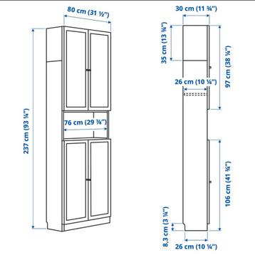 Ikea Billy / oxberg boeken schoenen kast  met deuren  - ZGAN - afbeelding 3