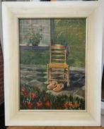 ~1950 Interieur met oude stoel en klompen, olieverf/panel, Antiek en Kunst, Kunst | Schilderijen | Klassiek, Ophalen of Verzenden