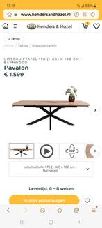 Uitschuifbare eettafel 170 tot 230x100cm - Barnwood, Overige houtsoorten, 100 tot 150 cm, Verzenden, Vijf personen of meer