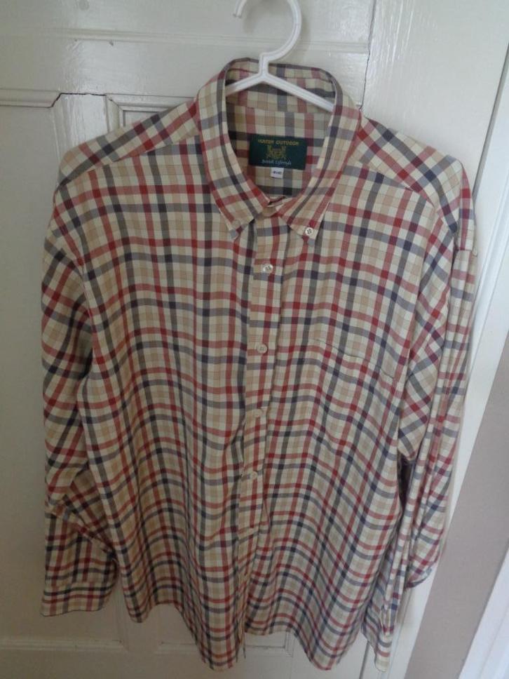 HUNTER OUTDOOR geruit overhemd:mt 41/42, Kleding | Heren, Overhemden, Zo goed als nieuw, Halswijdte 41/42 (L), Bruin, Ophalen of Verzenden