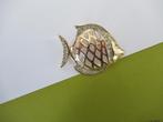 Broche goudkleurige vis met rijnsteentjes., Met kristal, Overige materialen, Verzenden, Zo goed als nieuw
