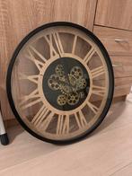 Industriële Wandklok met Tandwielen, Huis en Inrichting, Woonaccessoires | Klokken, Ophalen, Gebruikt, Analoog, Wandklok