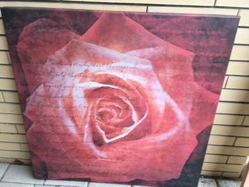 Schilderij, Roos met Engels gedicht op canvas, stilleven beschikbaar voor biedingen