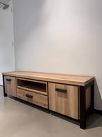 Industrieel tv meubel van eikenhout – 170 cm breed, Ophalen, Sommelsdijkse haven 19, Info@vissermeubelen.nl, 150 tot 200 cm