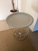 Beige metalen bijzettafeltje of opbergmand, Huis en Inrichting, Tafels | Bijzettafels, Ophalen, Minder dan 45 cm, Minder dan 55 cm