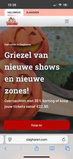 *** 3 entree tickers SLAGHAREN tot 25 oktober***, Tickets en Kaartjes, Recreatie | Pretparken en Attractieparken, Drie personen of meer