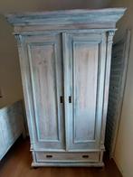 Unieke antiek look whitewash kledingkast, Huis en Inrichting, Ophalen, 100 tot 150 cm, Eikenhout, Zo goed als nieuw