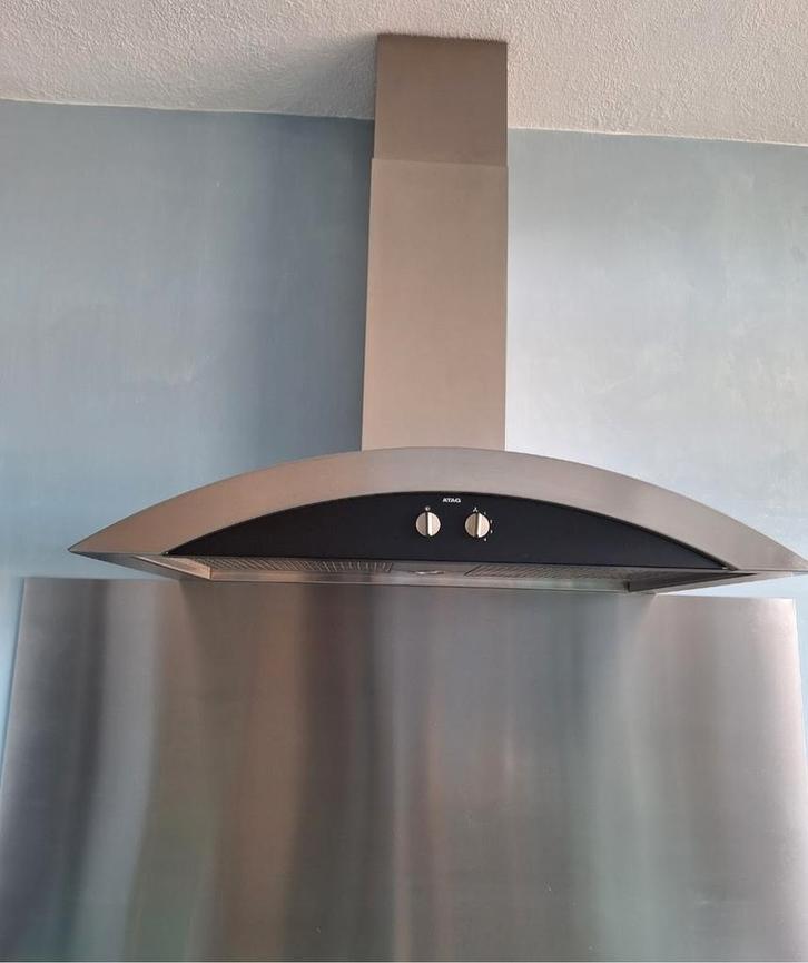 Atag Rialto Afzuigkap 90cm, RVS, afvoer als recirculatie, Witgoed en Apparatuur, Afzuigkappen, Zo goed als nieuw, Wandschouwkap