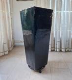 Hoge zwarte emaile bloempot, Tuin en Terras, Bloempotten, Gebruikt, Vierkant, Binnen, Aardewerk