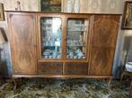Prachtige wortelnoten vintage vitrinekast, Antiek en Kunst, Ophalen