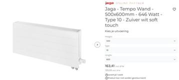 Radiator Jaga Tempo Wand 500x600 646 Watt Type 10 wit