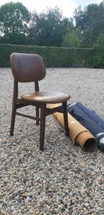 Set van 6  teakhouten eetkamerstoelen bekleding naar wens!, Ophalen, Bruin, Leer, Zo goed als nieuw