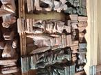 Houten Schaakspel met gesneden stukken, Antiek en Kunst, Ophalen of Verzenden