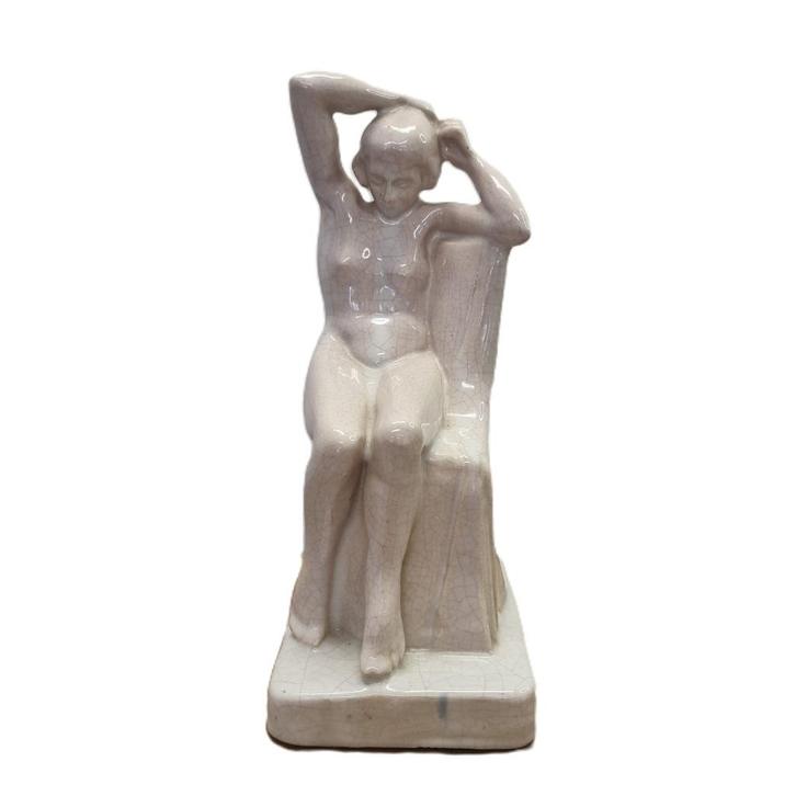 Art Deco keramiek beeld van een naakte dame, jaren 30, Antiek en Kunst, Kunst | Beelden en Houtsnijwerken, Ophalen of Verzenden