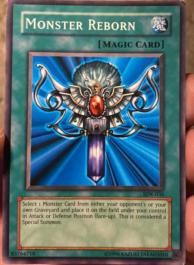 Yu-Gi-Oh! Monster Reborn SDK Old US Magic Prin t !, Hobby en Vrije tijd, Verzamelkaartspellen | Yu-gi-Oh!, Gebruikt, Losse kaart