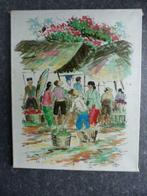 Indonesische school ( XX-eeuw ) - Markt tafereel, Ophalen of Verzenden