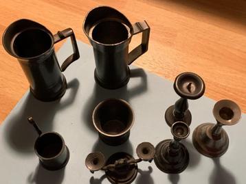 Tinnen setje 8 delig beschikbaar voor biedingen