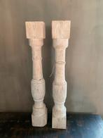 Landelijke houten whitewash balusters, Ophalen of Verzenden, Zo goed als nieuw, Hout, 50 tot 75 cm