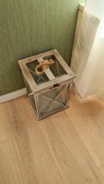 Mooi Windlicht van Hout en Glas - Grijs, Ophalen of Verzenden