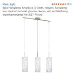 Hanglamp EGLO , 3 lichts, Huis en Inrichting, Lampen | Hanglampen, Ophalen, Gebruikt, Glas, 75 cm of meer