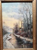 Olieverf op eiken paneel naar f j du chattel winter, Antiek en Kunst, Kunst | Schilderijen | Klassiek, Ophalen of Verzenden