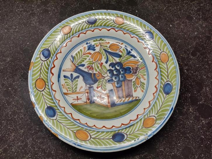 Antiek tichelaar polychroom wandbord vogel, Antiek en Kunst, Antiek | Wandborden en Tegels, Ophalen of Verzenden