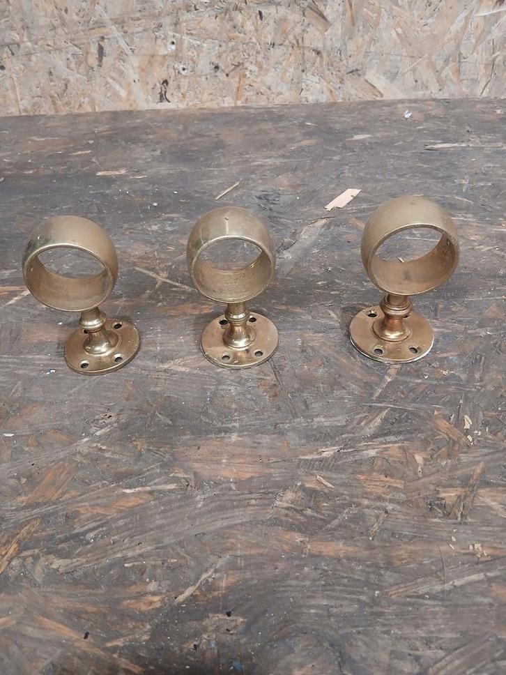 3 Messing Gordijnroede Houders gordijnringen, Antiek en Kunst, Antiek | Woonaccessoires, Ophalen of Verzenden