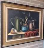 Olieverfschilderij stilleven in mooie warme kleuren, Antiek en Kunst, Ophalen of Verzenden