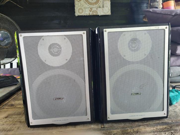 Philips Aluminium Cone Technology Speakers - Set van 2, Audio, Tv en Foto, Luidsprekers, Gebruikt, Front, Rear of Stereo speakers