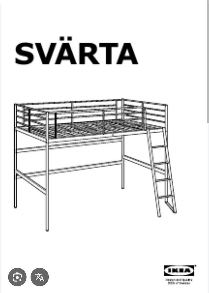 Metalen hoogslaper - IKEA SVÄRTA wit, Huis en Inrichting, Slaapkamer | Bedden, Zo goed als nieuw, Eenpersoons, 90 cm, 200 cm, Metaal