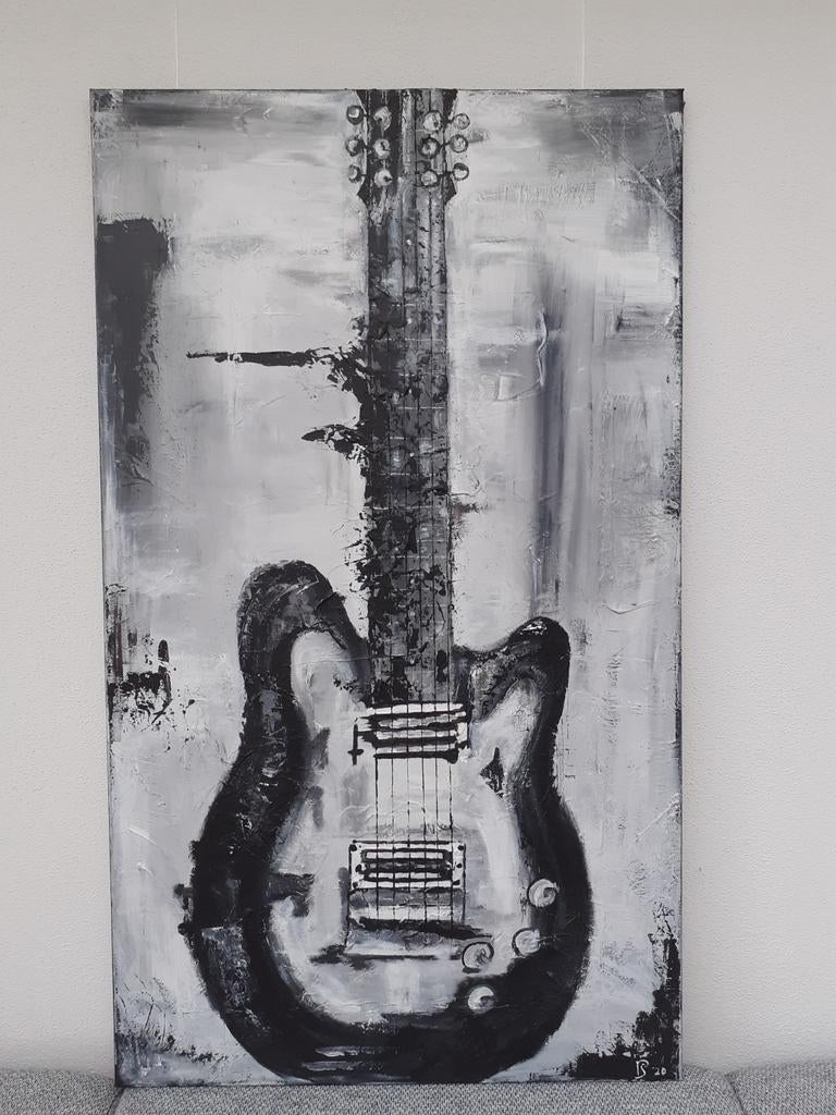 Handgeschilderd Gitaar Schilderij - 70x120 cm, Ophalen