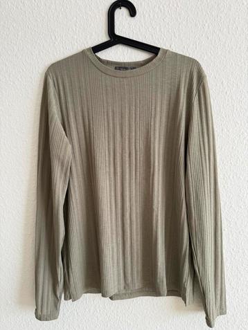 Groene ribgebreide longsleeve top van Primark, maat, 42/44 beschikbaar voor biedingen