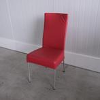 Eetkamerstoel, vergaderstoel, Rood leder, 4-poots frame, Huis en Inrichting, Gebruikt, -, -, Leer