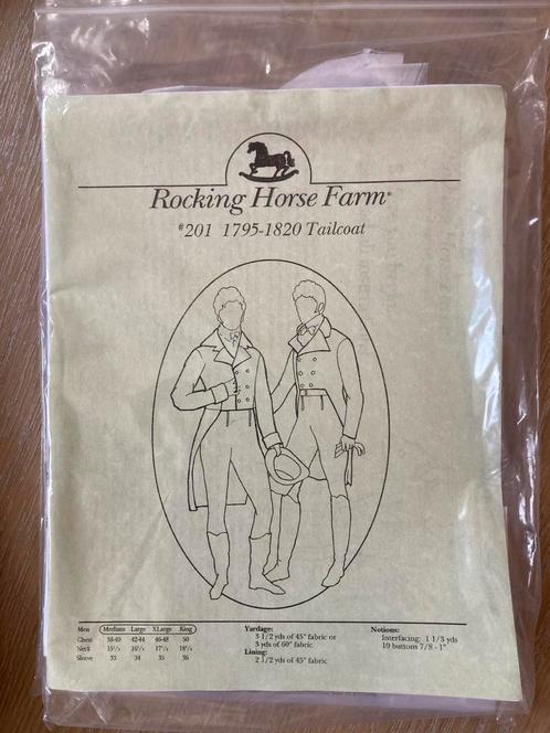 Patroon 1795 tailcoat regency Jane Austen Era gentleman, Hobby en Vrije tijd, Kledingpatronen, Gebruikt, Jas, Man, Overige merken