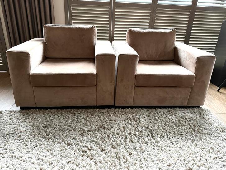 Eric Kuster Fauteuils/Stoelen Velours Taupe, Huis en Inrichting, Stoelen, Zo goed als nieuw, Twee, Stof, Ophalen