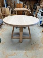 Massief eiken eettafel met W onderstel, Ophalen, Zo goed als nieuw, Vijf personen of meer, 100 tot 150 cm