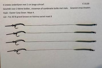 Unieke karper onderlijnen met 2 cm lange schroef beschikbaar voor biedingen