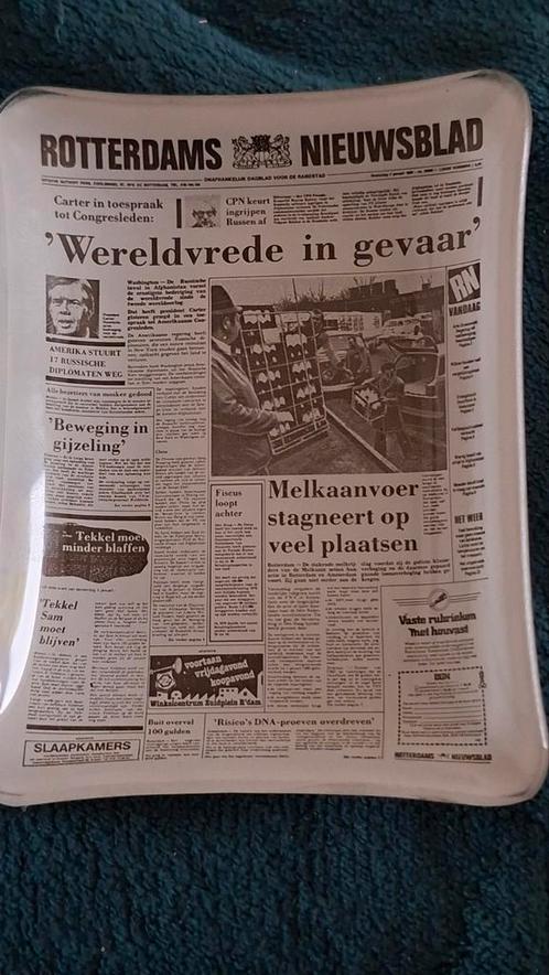 Vintage glazen asbak / schaaltje Rotterdamsch Nieuwsblad 197, Verzamelen, Overige Verzamelen, Zo goed als nieuw, Ophalen of Verzenden