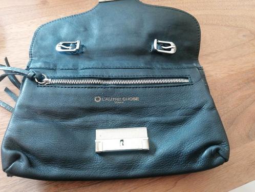 L'Autre Chose Zwarte Leren Avondtas/Clutch, Sieraden, Tassen en Uiterlijk, Tassen | Damestassen, Gebruikt, Avondtasje, Zwart, Ophalen of Verzenden