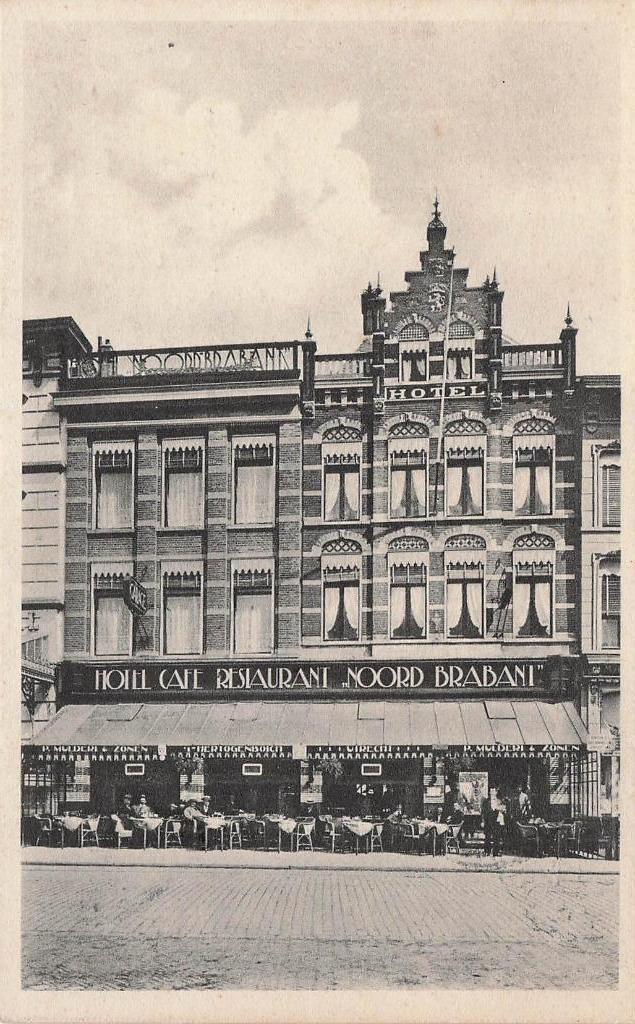 AZ159 Den Bosch Cafe Rest. Noord-Brabant 1928, Verzamelen, Ansichtkaarten | Nederland, Gelopen, Noord-Brabant, 1920 tot 1940, Verzenden
