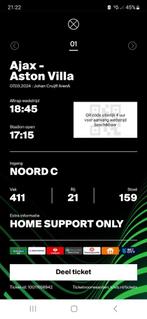 2x ticket Ajax - Aston Villa Vak 411, Tickets en Kaartjes, Sport | Voetbal