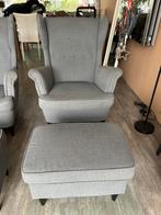 Strandmon IKEA fauteuil en voetenbankje Antraciet, Huis en Inrichting, Fauteuils, Ophalen, Gebruikt, Stof, IKEA strandmon fauteuil
