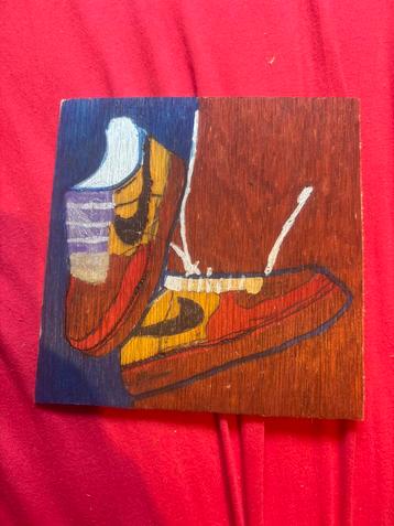 Schoenen op Hout Geschilderd beschikbaar voor biedingen