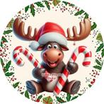 L615 icing frosting eland kerst 20cm eetbare taart print, Ophalen of Verzenden, Nieuw, Taarten, Versiering