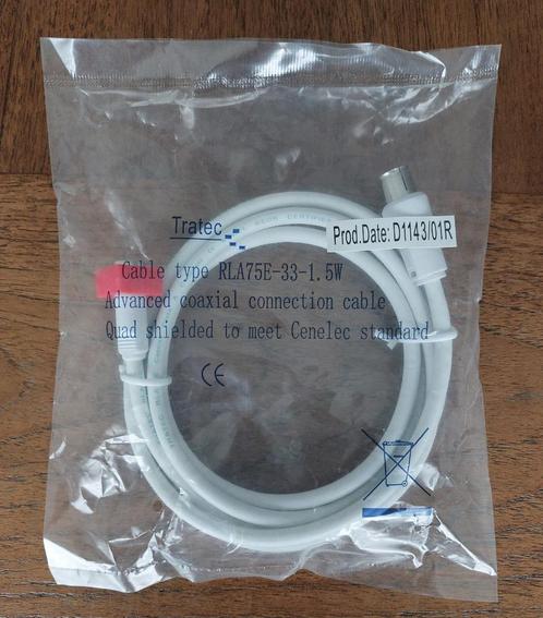 Kabel F-Connector Male naar Coax Female. Nieuw. Lengte: 1,5, Audio, Tv en Foto, Audiokabels en Televisiekabels, Nieuw, Coaxiale kabel