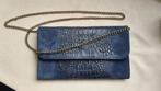 Van Os. Leren clutch/schoudertasje. Blauw., Ophalen of Verzenden, Zo goed als nieuw, Blauw, Avondtasje