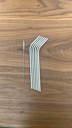 6 herbruikbare eco RVS rietjes straws + reinigingsborsteltje, Ophalen of Verzenden, Zo goed als nieuw