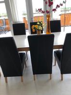 Zes mooie lederen stoelen, Huis en Inrichting, Ophalen, Gebruikt, Zwart, Hout