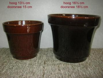 bloempotten, plantenpotten, vintage bruine bloem potten, pot beschikbaar voor biedingen