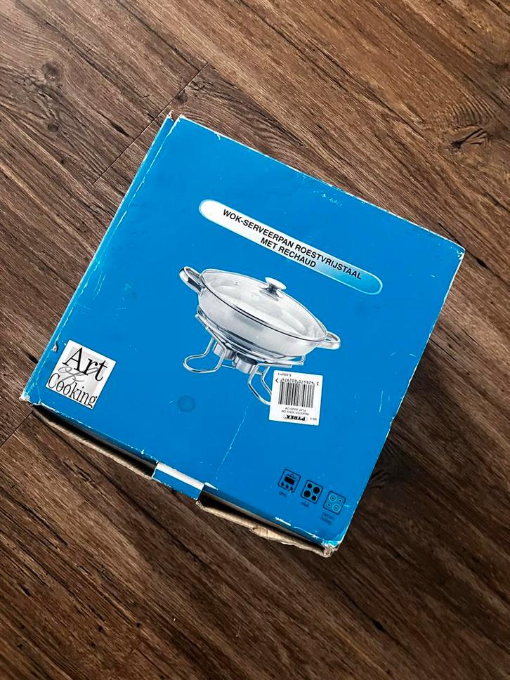 RVS Wokpan met Rechaud - Ideaal voor Feestdagen!, Huis en Inrichting, Keuken | Keukenbenodigdheden, Zo goed als nieuw, Ophalen of Verzenden